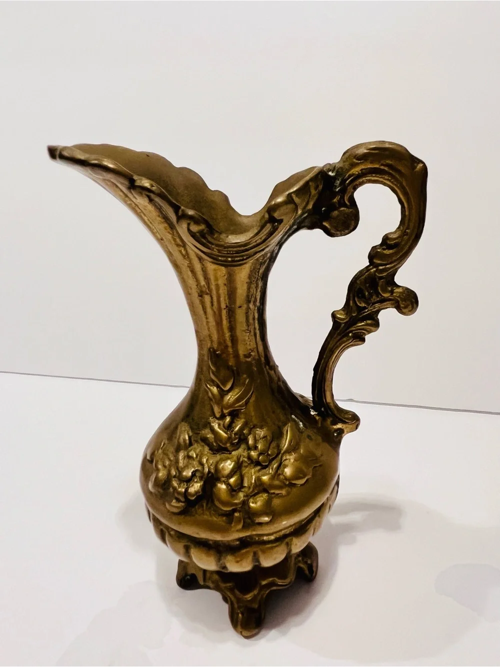 Antique Solid Brass Decorative Small Pitcher 6.5” Heavy